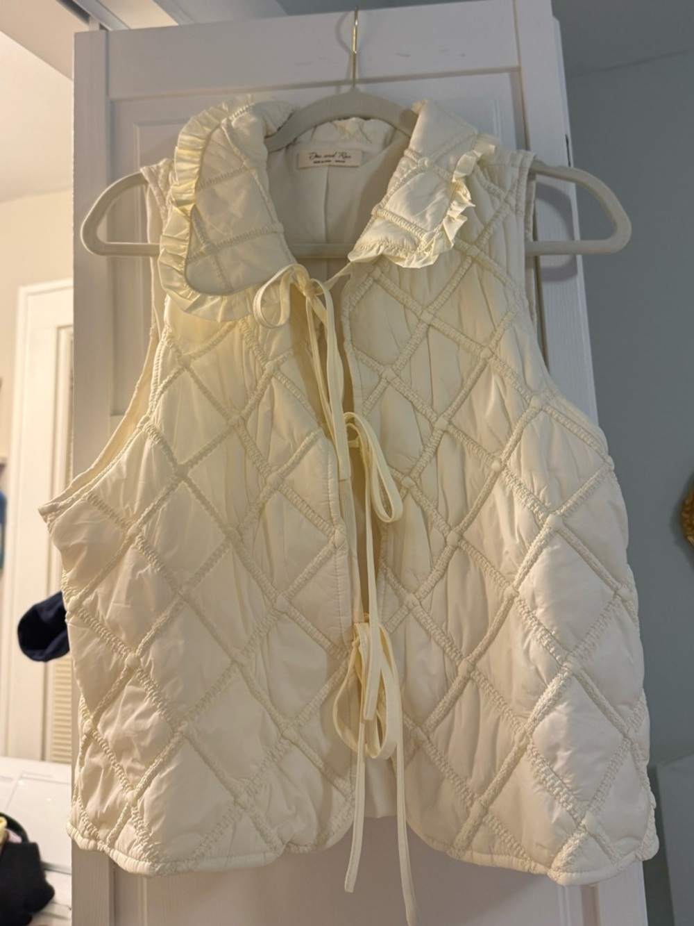 Ruffle Cream Colored Tie Vest